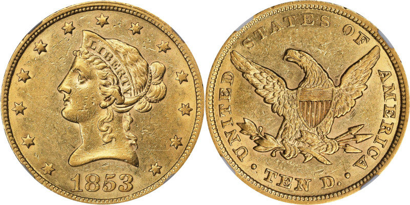 High Grade 1853/'2' Eagle
Excessively Rare in Mint State
1853/'2' Liberty Head...