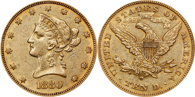 1880-O Liberty Head Eagle. Winter-2. AU-53 (NGC).
Our multiple offerings in thi...