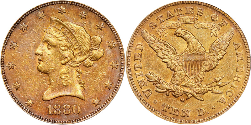 1880-O Liberty Head Eagle. Winter-1. AU-50 (PCGS). CAC.
This is a highly desira...