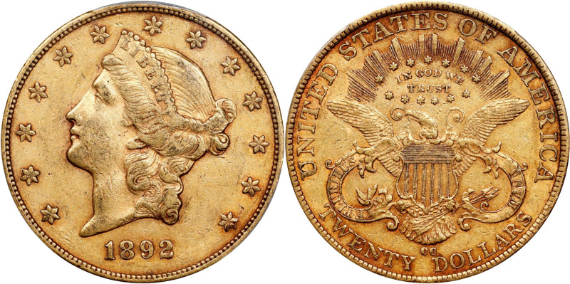 1892-CC Liberty Head Double Eagle. EF-45 (PCGS). CAC.
Beautiful deep honey-oran...