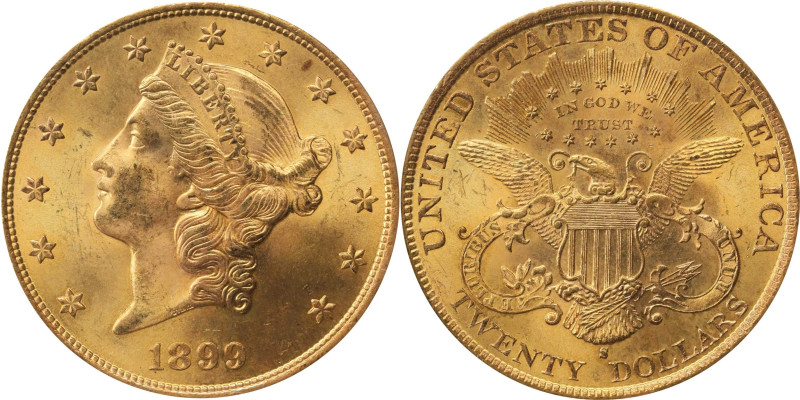 1899-S Liberty Head Double Eagle. MS-64 (PCGS). OGH.
Softly frosted in finish w...