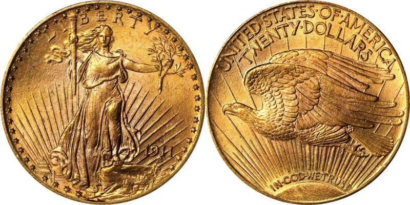 1911-D/D Saint-Gaudens Double Eagle. FS-501. Repunched Mintmark. MS-66 (ICG).
A...