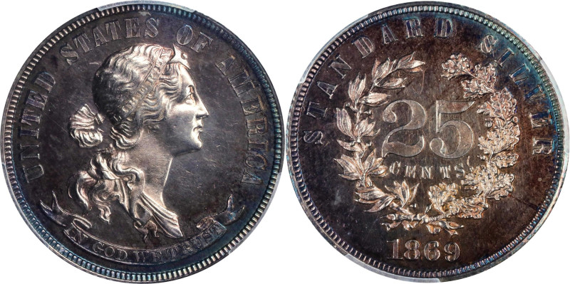 1869 Pattern Quarter Dollar. Judd-733, Pollock-814. Rarity-5. Silver. Reeded Edg...