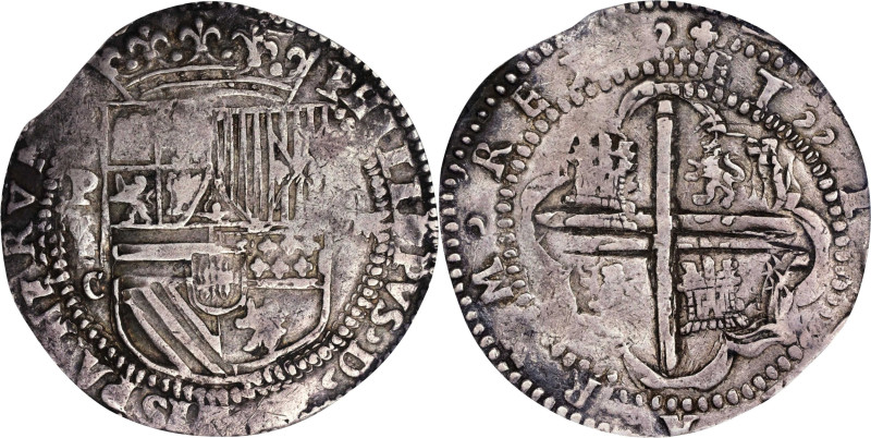 BOLIVIA. Cob 8 Reales, 1578-P C/B. Potosi Mint. Philip II. PCGS VF-35.
KM-5.1; ...