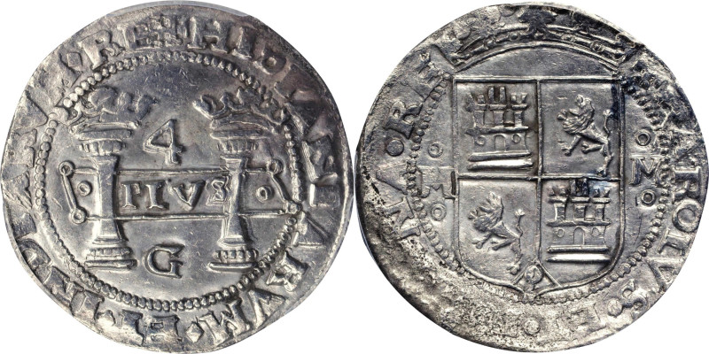 MEXICO. 4 Reales, ND (1538-42)-oMo/oMo G. Mexico City Mint. Carlos and Johanna. ...