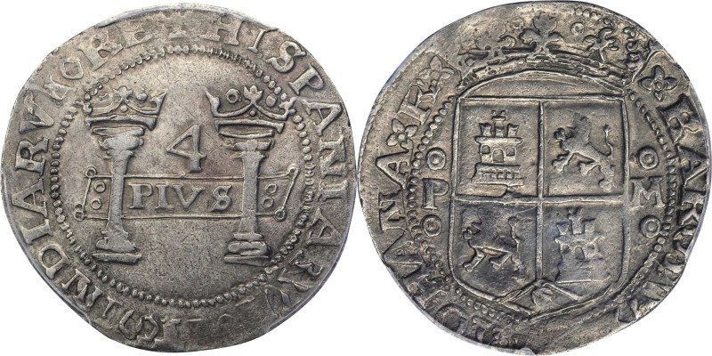 MEXICO. 4 Reales, ND (1541-42)-oPo oMo. Mexico City Mint. Carlos and Johanna. PC...