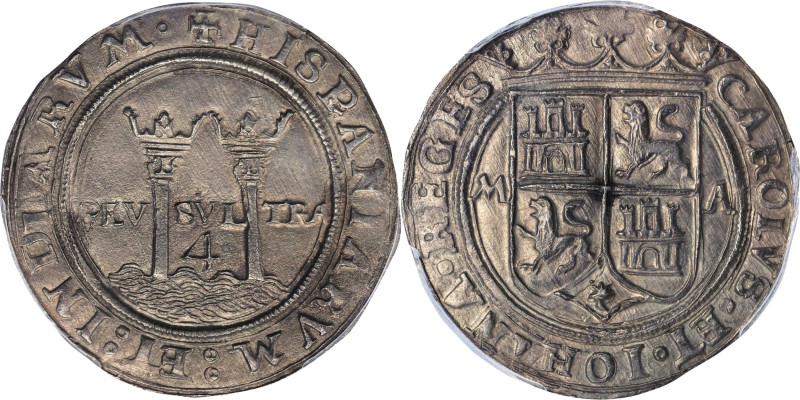 MEXICO. 4 Reales, ND (1544)-M A. Mexico City Mint. Carlos and Johanna. PCGS MS-6...