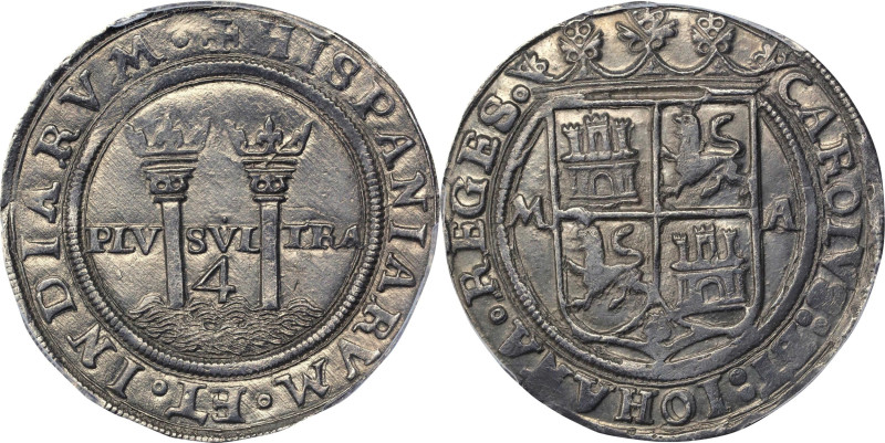 MEXICO. 4 Reales, ND (1544)-M A/G. Mexico City Mint. Carlos and Johanna. PCGS MS...