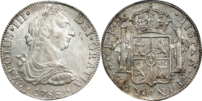 MEXICO. 8 Reales, 1786/5-Mo FM. Mexico City Mint. Charles III. PCGS AU-58.
KM-1...