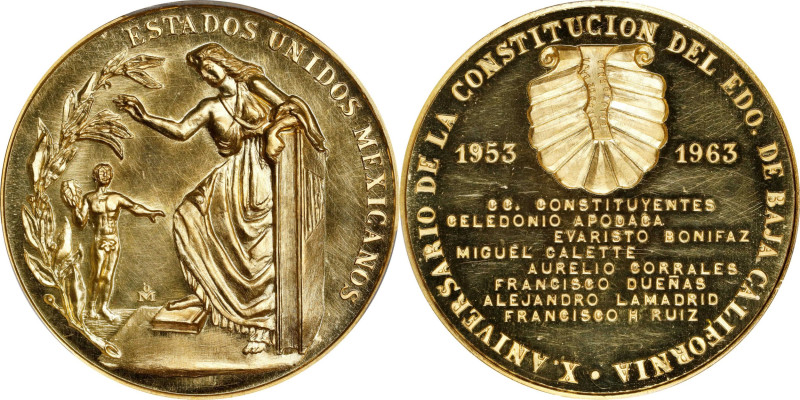 MEXICO. Tenth Anniversary of the Constitution of Baja California Gold Medal, 196...