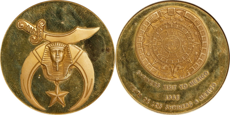 MEXICO. Shriners Visit to Mexico Gold Medal, 1966. PCGS SPECIMEN-64.
cf. Grove-...