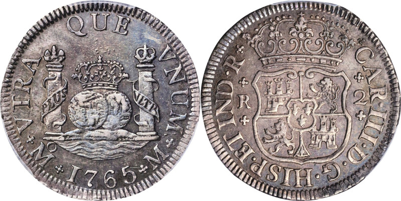 MEXICO. 2 Reales, 1765-Mo M. Mexico City Mint. Charles III. PCGS MS-62.
KM-87; ...