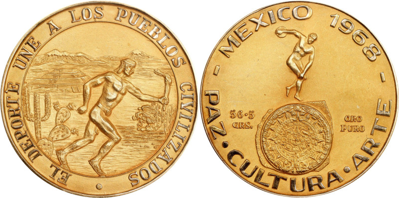 MEXICO. The XIX Olympic Games Gold Medal, 1968. NGC MS-63.
Grove-1024. Diameter...