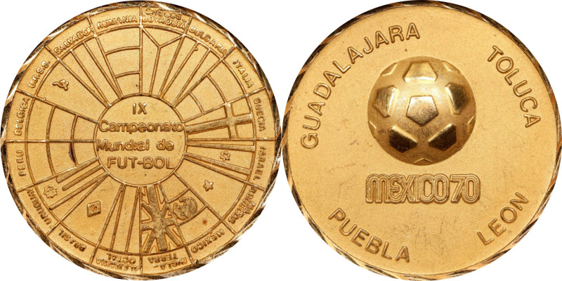 MEXICO. FIFA World Cup Gold Medal, 1970. NGC MS-63.
Grove-1078. Diameter: 40mm;...