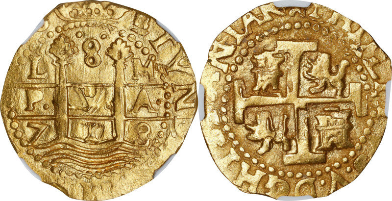 Stunning Near-Gem 8 Escudos from the Wreckage of the 1715 Fleet
PERU. Cob 8 Esc...