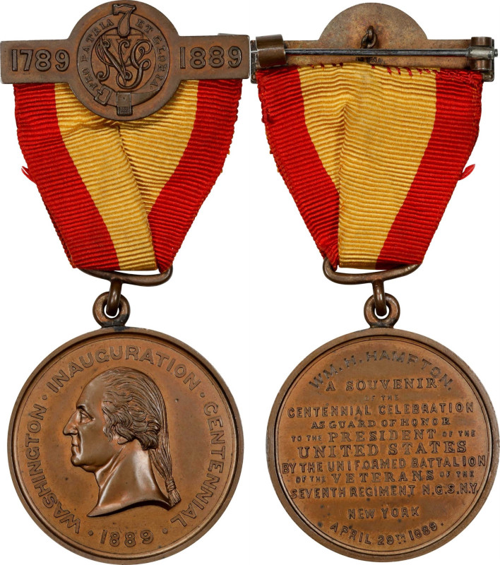 1889 Seventh Regiment N.G.S.N.Y. Medal for the Guard of Honor to the President. ...