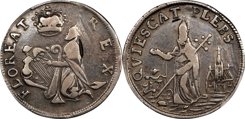 Undated (ca. 1652-1674) St. Patrick Farthing. Martin 1d.1-Ba.11, W-11520. Rarity...