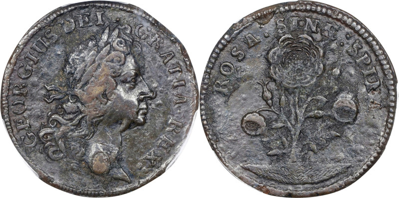 Undated (1724) Pattern Rosa Americana Penny. Martin 5.1-H.1, W-1310. Rarity-7+. ...