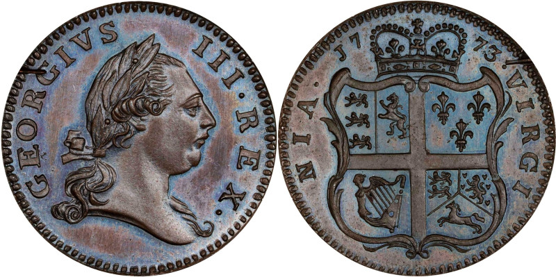 Richly Toned Virginia "Penny"
1773 Virginia "Penny." Newman 1-A, W-1390. Rarity...