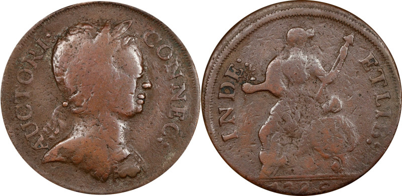 1785 Connecticut Copper. Miller 2-A.1, W-2305. Rarity-5-. Mailed Bust Right, Rom...