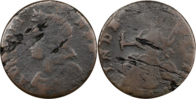 1786 Connecticut Copper. Miller 4.2-S, W-2535. Rarity-6+. Mailed Bust Left, Swor...