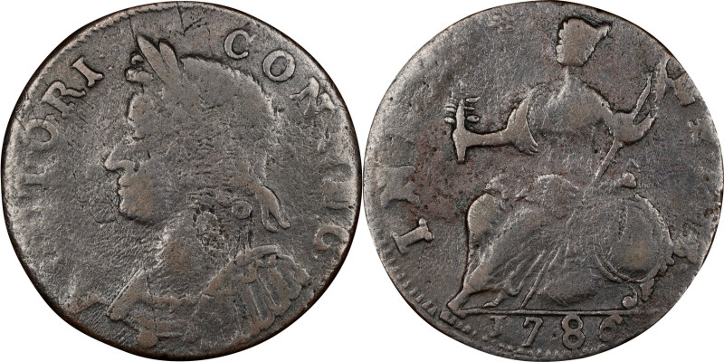 1786 Connecticut Copper. Miller 5.11-R, W-2660. Rarity-5. Mailed Bust Left. EF D...