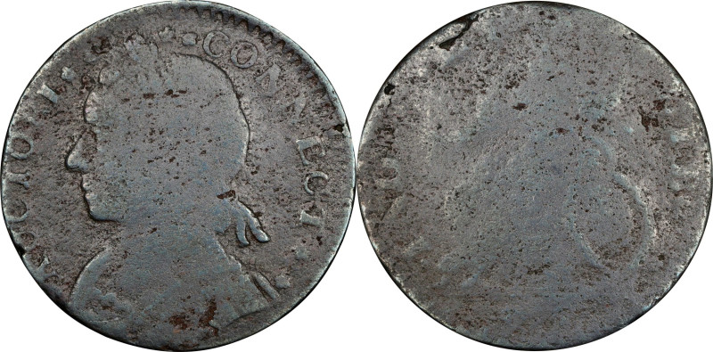 1787 Connecticut Copper. Miller 15-R, W-2910. Rarity-7. Mailed Bust Left, CONNEC...