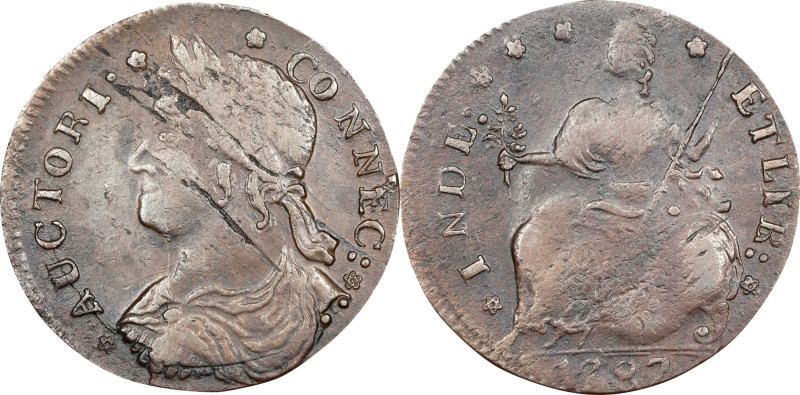 1787 Connecticut Copper. Miller 33.12-Z.16, W-3535. Rarity-5. Draped Bust Left. ...