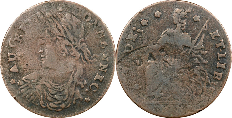 A Double Struck / Brockage Connecticut
1787 Connecticut Copper. Miller 33.30-EE...