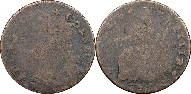 1787 Connecticut Copper. Miller 33.30-SS, W-3820. Rarity-6. Draped Bust Left. Go...