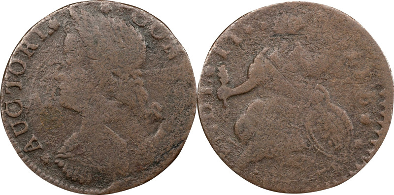 1787 Connecticut Copper. Miller 50-F, W-4330. Rarity-6-. Draped Bust Left, CONNL...