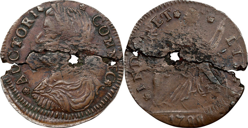 1788 Connecticut Copper. Miller 14.1-L.2, W-4570. Rarity-5+. Draped Bust Left. A...