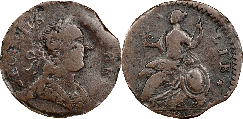 1788 Machin's Mills Halfpenny / Connecticut Copper Mule. Vlack 13-88CT, Miller 1...