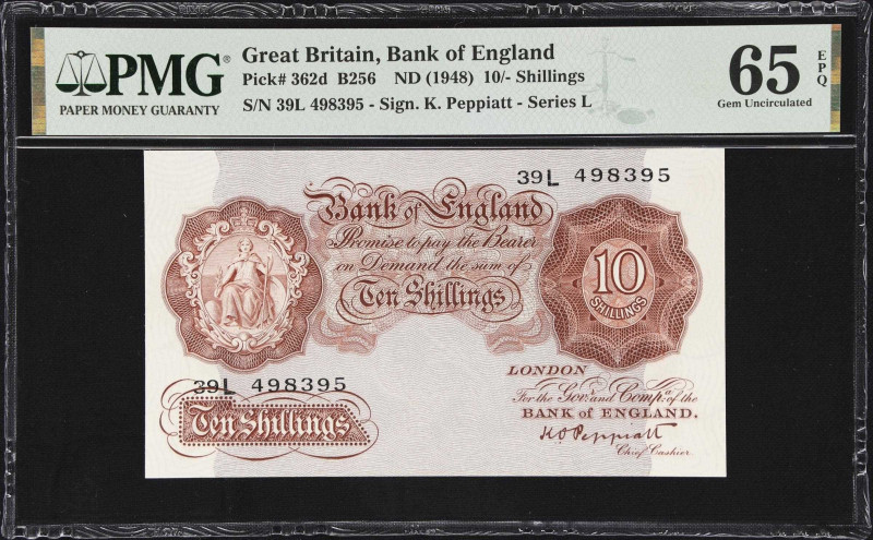 GREAT BRITAIN. Bank of England. 10 Shillings, ND (1948). P-362d. B256. PMG Gem U...