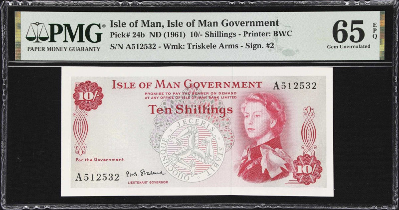 ISLE OF MAN. Isle of Man Government. 10 Shillings, ND (1961). P-24b. PMG Gem Unc...