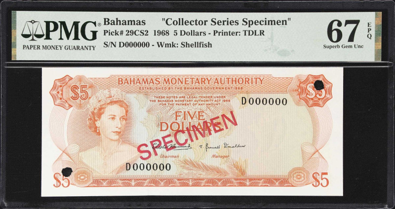 BAHAMAS. Bahamas Monetary Authority. 5 Dollars, 1968. P-29CS2. Collectors Series...