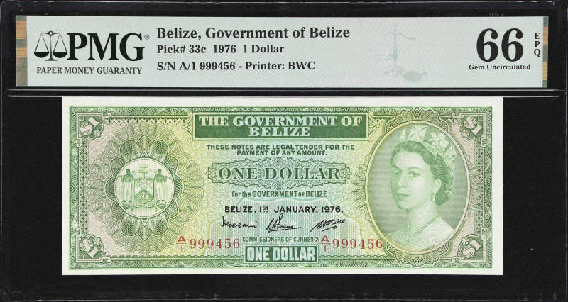 BELIZE. Government of Belize. 1 Dollar, 1.1.1976. P-33c. PMG Gem Uncirculated 66...