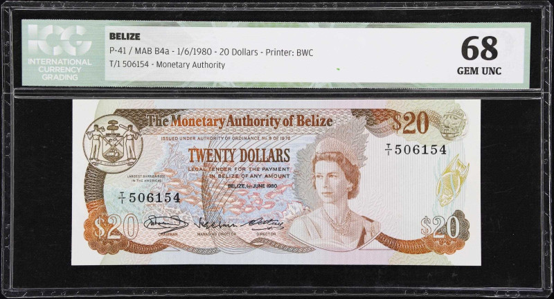 BELIZE. Monetary Authority of Belize. 20 Dollars, 1.6.1980. P-41. ICG Gem Uncirc...