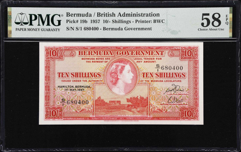 BERMUDA. Bermuda Government. 10 Shillings, 1.5.1957. P-19b. PMG Choice About Unc...