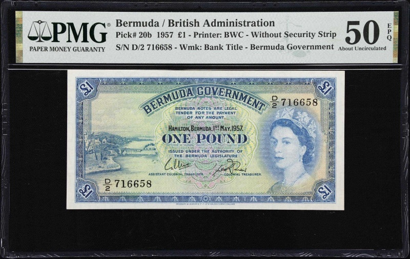 BERMUDA. Bermuda Government. 1 Pound, 1.5.1957. P-20b. PMG About Uncirculated 50...