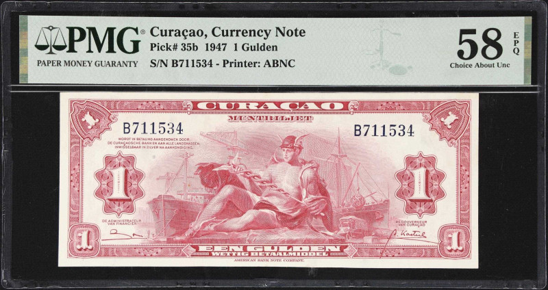 CURACAO. Government. 1 Gulden, 1947. P-35b. PMG Choice About Uncirculated 58 EPQ...