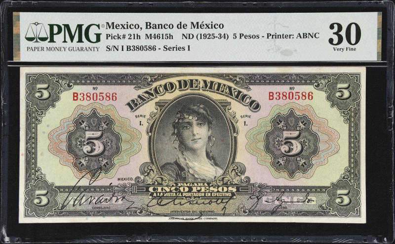 MEXICO. Lot of (2). Banco de Mexico. 5 & 10 Pesos, ND (1925-34) & 9.8.1933. P-21...