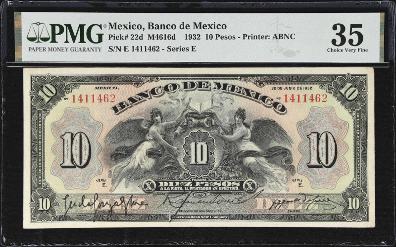 MEXICO. Banco de Mexico. 10 Pesos, 22.6.1932. P-22d. M4616d. PMG Choice Very Fin...