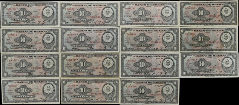 MEXICO. Lot of (24). Banco de Mexico. 10 Pesos, 1937-45. P-35 & 39. Mixed Grades...