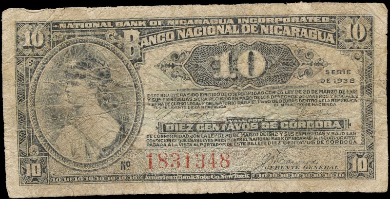 NICARAGUA. Banco Nacional de Nicaragua. 10 Centavos, 1938. P-87a. Very Good.
Ty...