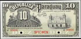 PARAGUAY. Republica del Paraguay. 10 Pesos, 1903. P-109s. Specimen. Uncirculated.

Estimate: $100.00- $200.00