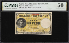 PUERTO RICO. Ministerio de Ultramar. 1 Peso, 17.8.1895. P-7c. PMG About Uncirculated 50.

Estimate: $100.00- $200.00