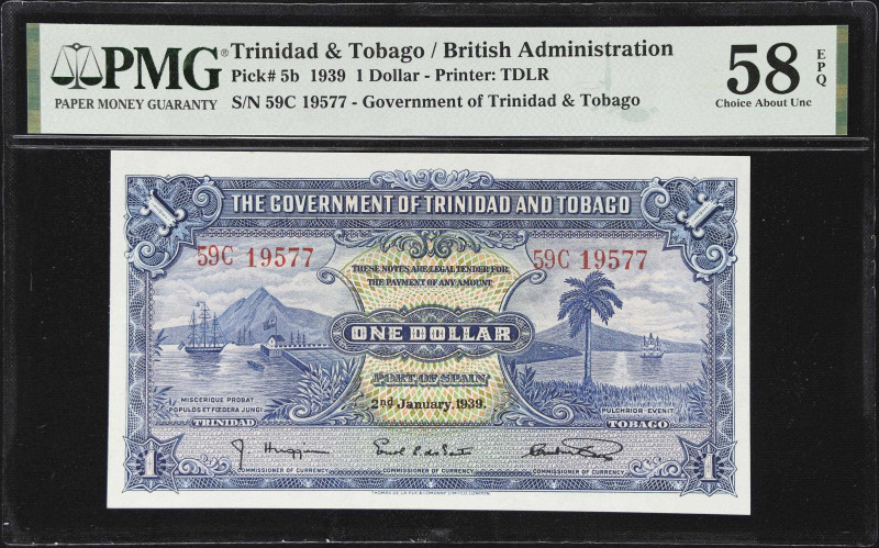 TRINIDAD & TOBAGO. Government of Trinidad and Tobago. 1 Dollar, 2.1.1939. P-5b. ...