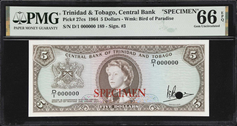 TRINIDAD & TOBAGO. Central Bank of Trinidad and Tobago. 5 Dollars, 1964. P-27cs....