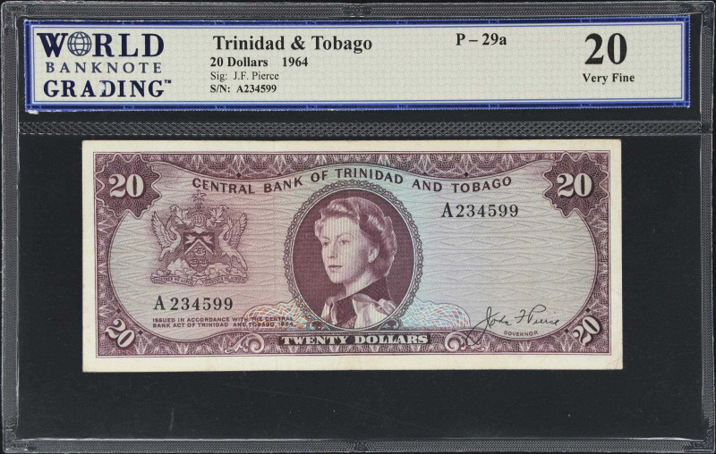 TRINIDAD & TOBAGO. Central Bank of Trinidad and Tobago. 20 Dollars, 1964. P-29a....